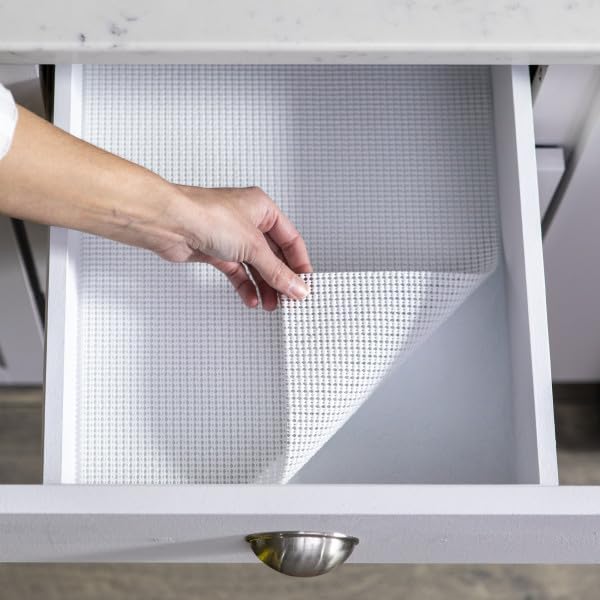 Duck Brand EasyLiner Select Grip Shelf Liner - Non Adhesive Liner for Cabinets, Drawers, Pantry - Light Gray, 20 in. x 6 ft. Roll, 3 Rolls - Image 5