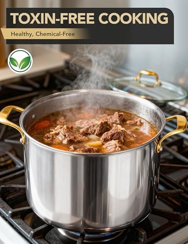 MICHELANGELO Stainless Steel Stock Pot - 20 Quart Soup Pot with Lid & Ergonomic Handle, Extra-Large Pots for Cooking, Suitable for All Stoves - Image 3
