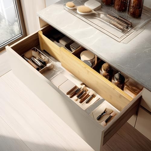 VaeFae 6 Pack Bamboo Drawer Dividers, 4" High Adjustable 16.6" - 21.8" Clothes Drawer Organizers, Expandable Separators for Bedroom/Bathroom/Kitchen/Office Storage - Image 5
