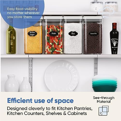 Chef's Path Large Airtight Food Storage Containers with White Lids, Set of 4, 3.2L, 109Oz, Kitchen and Pantry Canisters for Pasta, Cereal, Noodles, and Flour Storage - Transparent - Image 7