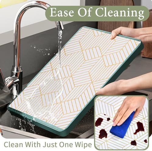 Shelf Liners for Kitchen Cabinets 12in x 20FT, Non Adhesive Cabinet Liner Strong Non-Slip Thickened Gold Geometric Drawer Liner, Easy to Clean for Shelf, Cabinet with Knife and Tape Measure - Image 4