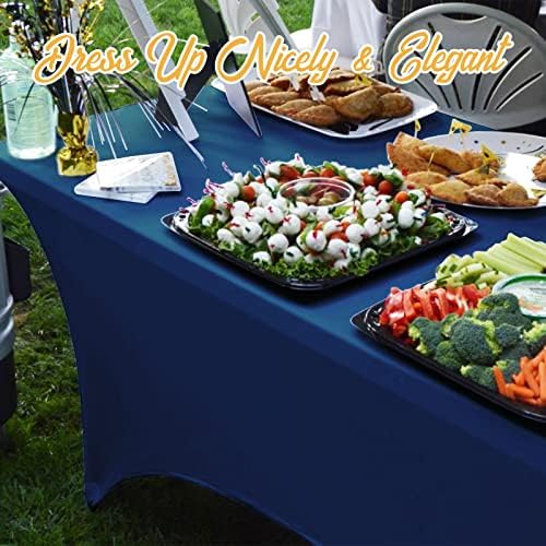 BRILLMAX 6 Pack Navy Blue Spandex Table Covers for 6ft Rectangle Tables - Image 7