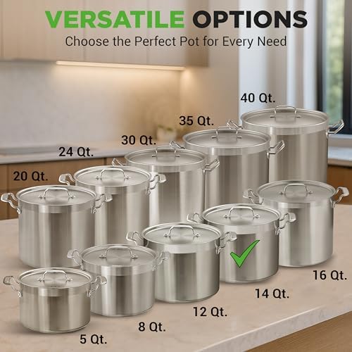 NutriChef 14 Quart Stock Pot with Lid - Heavy Duty Stainless Steel, Induction Ready, Ergonomic Handles - Image 3