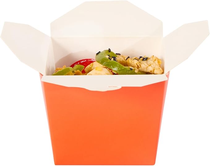 Restaurantware Chinese Take Out Boxes 200 Pack of 8 oz Grease-resistant Party Take Out Food Containers Disposable Stackable Asian Square Orange Paper To Go Boxes For Restaurants - Image 12