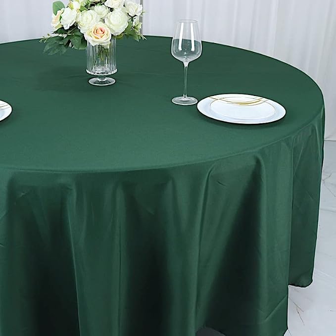 Balsa Circle 10 pcs 108 inch Hunter Green Round Washable Polyester Easy-Care Tablecloth for Indoor and Outdoor Bridal Shower Wedding Table Buffet Table Parties Events Kitchen Dining - Image 6