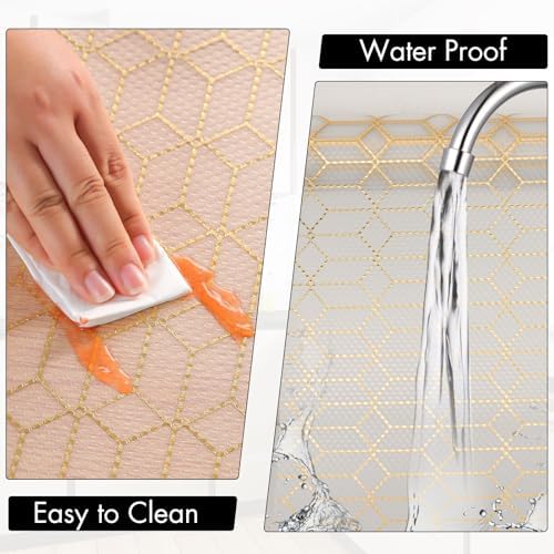 Cooyes Shelf Liner, Non Adhesive Drawer and Cabinet Liner, EVA Washable Oil-Proof Shelf Paper for Kitchen Cabinets, Refrigerator, Storage, Desks with Modern Pattern - Image 5