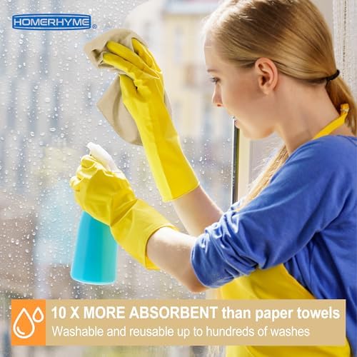 Microfiber Cleaning Cloth, 12 Pack Biege Cleaning Rags,12" X 11" Lint Free Dish Towels Wash Cloths, Reusable Microfiber Towels for Home and Kitchen Bathroom Apartment Cleaning Supplies - Image 4