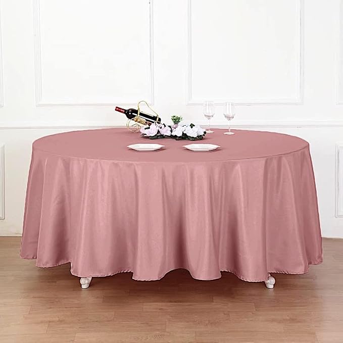 Balsa Circle 10 pcs 108 inch Dusty Rose Round Washable Polyester Easy-Care Tablecloth for Indoor and Outdoor Bridal Shower Wedding Table Buffet Table Parties Events Kitchen Dining - Image 3