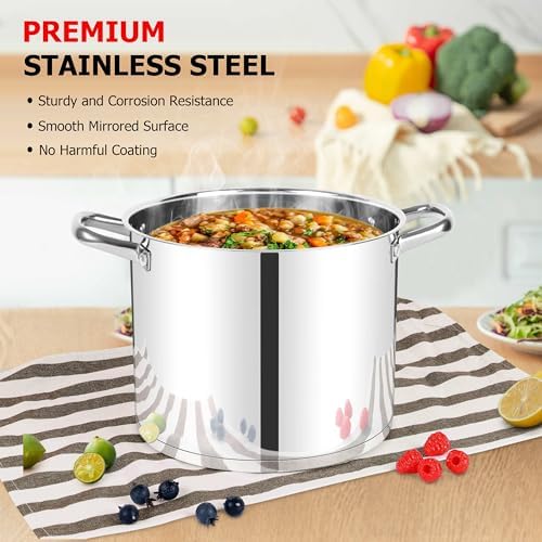 LIANYU 12 QT Stock Pot with Lid, 12 Quart Stainless Steel Soup Pot - Image 4