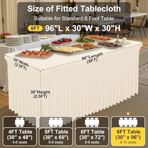 Smiry 2 Pack Spandex Elastic Fitted Table Cloth Skirt for 8FT Table - Image 4
