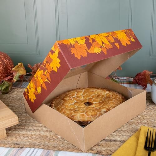 SCT 2464 Kraft Paperboard Autumn Design Print Window Bakery Box, 10-in. Length x 10-in. Width x 2-1/2-in. Height (Case of 150) - Image 4