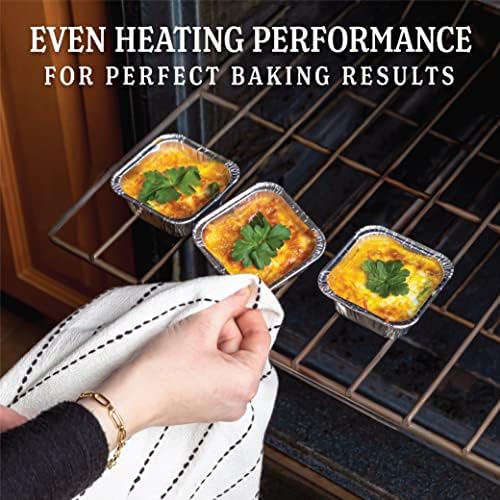 PLASTICPRO Disposable 3'' X 3 X 2'' Inch Square Aluminum Tin Foil Baking Pans Bakeware - Cookware Perfect for Baking Cakes,Brownies,Bread, Meatloaf, Lasagna, Pack of 50 - Image 3