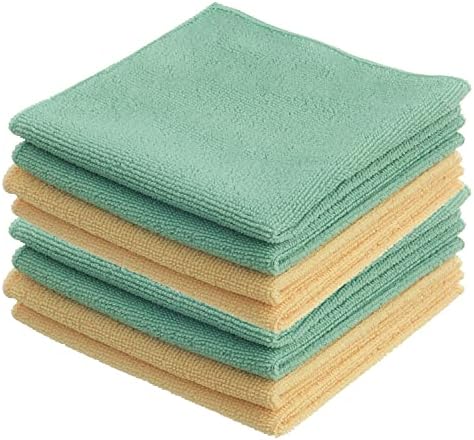 Superio Microfiber Cleaning Cloth for Cars, Kitchen Cleaning Rags for Housekeeping, 12" Absorbent Micro Fiber Towels for House, Bathroom All-Purpose Streak-Free lint-Free Wash Cloths (8 Yellow/Green) by Superio