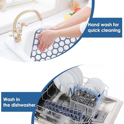 2 Pack Silicone Sink Protectors for Kitchen Sink-12"x 11" Center Drain - Image 6