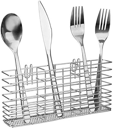 SANNO Stainless Steel Cutlery Utensil Holder Silverware Organizer Rack Dish Drying Rack with Stainless Steel Utensil Holder Large Dish Rack Drainer - Image 2