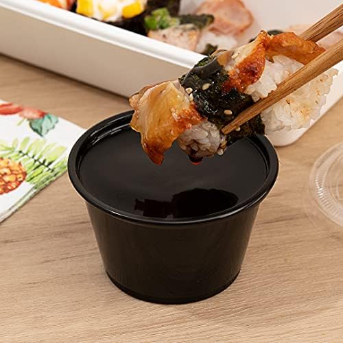 Restaurantware-Chef 101 4 Ounce Sauce Cups, 2000 Microwave-Safe Condiment Cups - Crack-Resistant, Disposable, Black Plastic Portion Cup, For Samples, Sauces, Or Toppings, Lids Sold Separately - Image 5