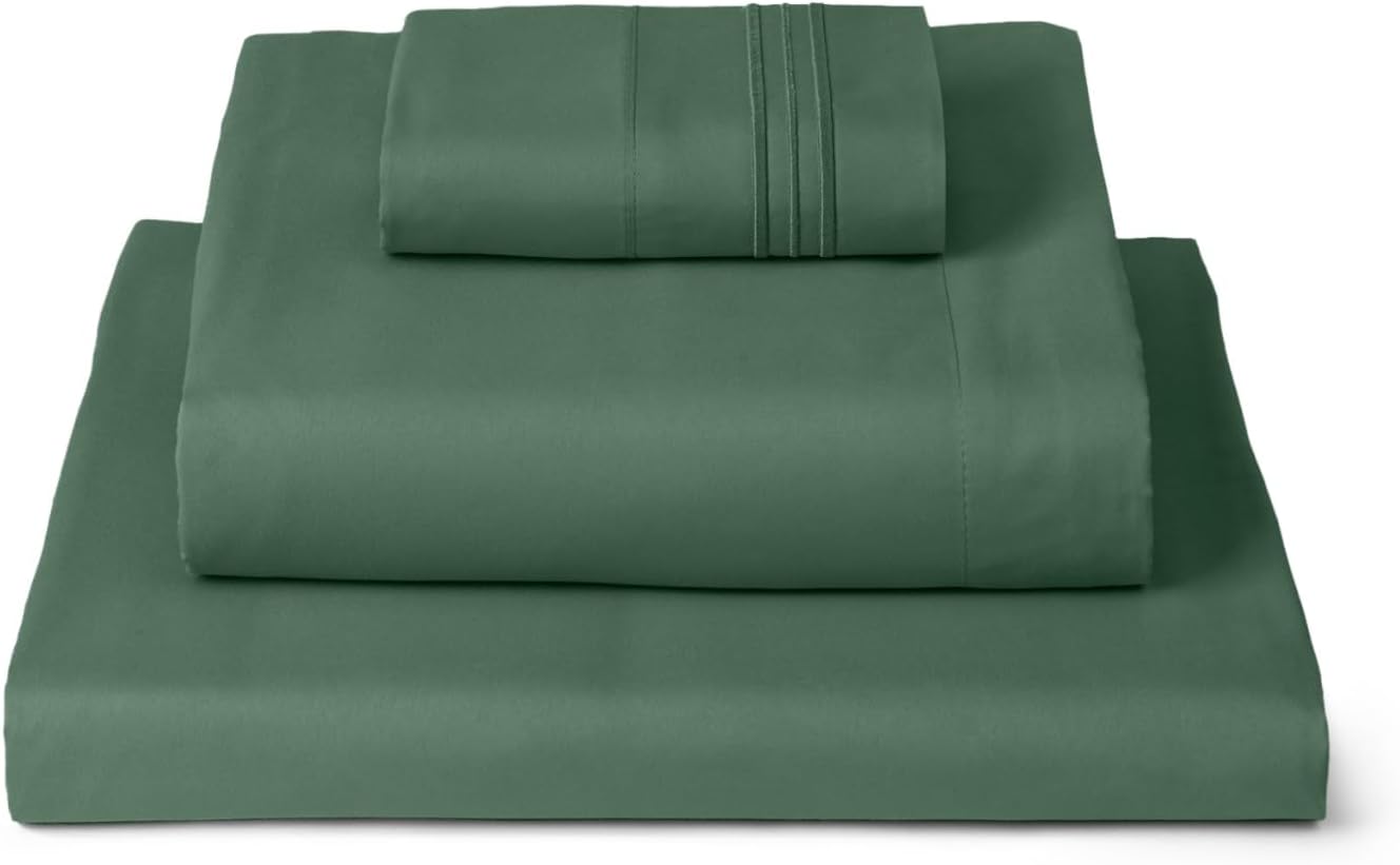 Mellanni Twin Sheets Set - 3 PC Iconic Collection Bedding - Hotel Luxury, Extra Soft, Cooling Bed Sheets - Wrinkle, Fade, Stain Resistant (Twin, Emerald Green)