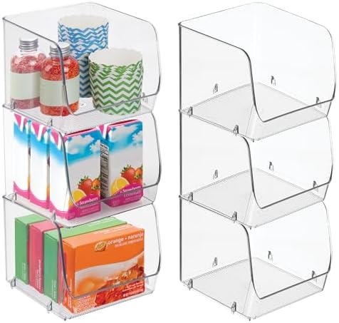 iDesign Stackable Open-Front Storage Bins, Set of 6, Clear by iDesign