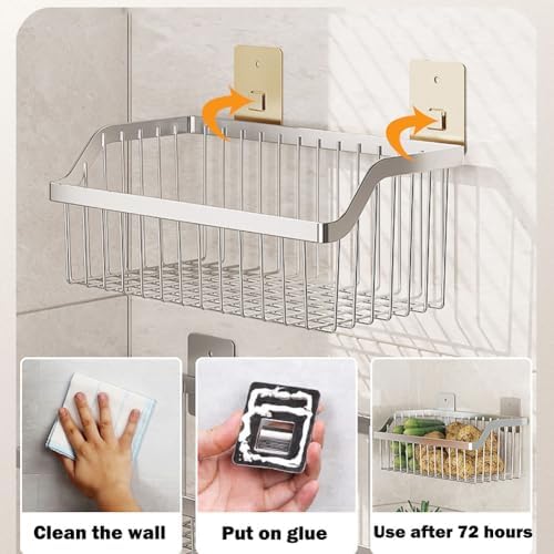 SUS304 Stainless Steel Mesh Basket, Large Wire Storage Organizer Basket, Multi-function Hanging Baskets for Kitchen Bathroom, L 15.75 Inch - Image 3