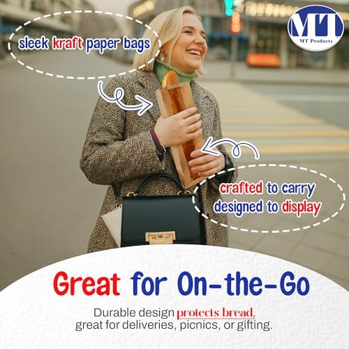 MT Products Kraft Bread Bags 6.5" x 2" x 18" - Disposable Paper Bags (Pack of 1000) - Made in the USA - Image 5
