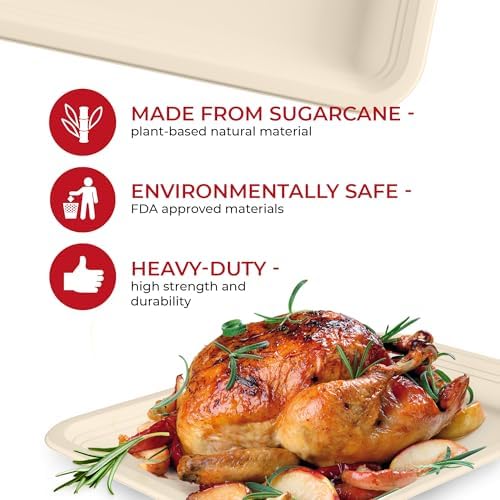 SPARGOS 14 Inch Rectangle Paper Trays, 100 Pack Crawfish and BBQ | 100 heavy duty 14-inch rectangle trays, compostable. Disposable plates for crawfish, party, BBQ and holiday serving. - Image 4