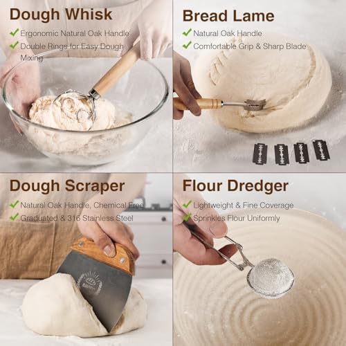BAVIFY Sourdough Starter Kit, Banneton Bread Proofing Baskets Set | 2-Pack 9 in Round Wood Pulp Banneton, 2.2 lb Capacity, Superior Moisture Control, Easy Release, Thick Walls Design - Image 5