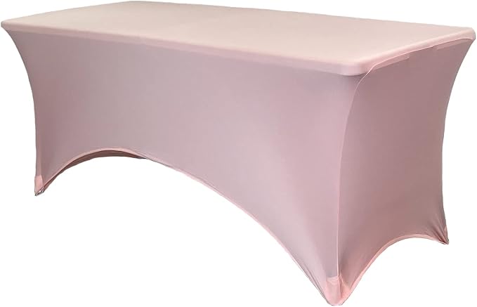 YOUR CHAIR COVERS Rectangular Spandex Table Covers 6ft Fitted Tablecloth Wedding Event Patio Decorations Elastic Fabric Stretch Tables Cover for 6 ft Folding Table (Blush) by YourChairCovers