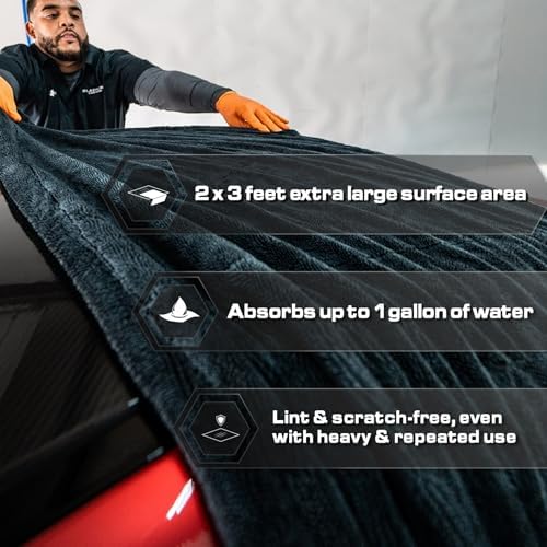 Blackline Microfiber Car Drying Towel 24"x36", 1300GSM Twisted Loop - Image 3