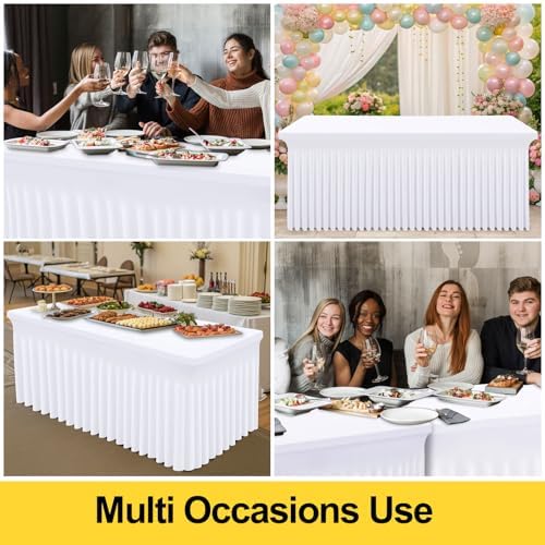 Smiry 2 Pack Spandex Elastic Fitted Table Cloth Skirt for 4FT Table - Image 5