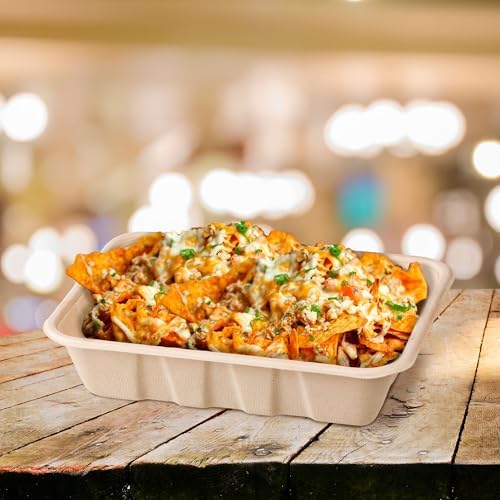 32 oz Compostable Disposable Paper Food Trays with Lids Natural, 100 SET - Image 7