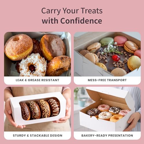 FC Meyer Bakery Boxes - Reversible 6” Classic Cake Box For Pastries & Cookies, Secure Your Bakery Box With Special Side Panel Clips & A Front Tuck Lock, Made In USA, Size 6 x 6 x 3 (Pack of 50) - Image 5