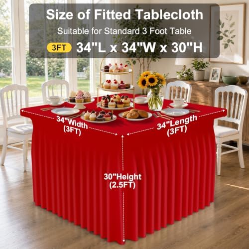Smiry Spandex Elastic Fitted Table Cloth Skirt for 3FT Square Table - Image 3