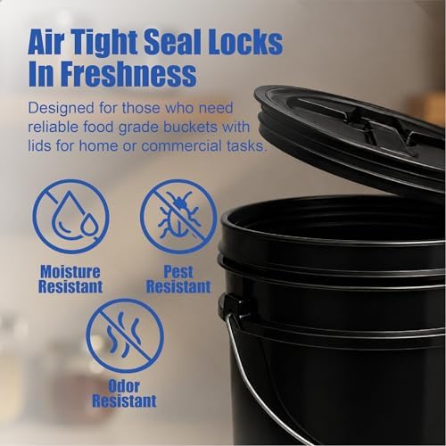 ePackageSupply 5 Gallon Bucket - Food Grade w/Lid BPA-Free, Black/Black, 3 | Airtight Gamma Seal Screw-On Lid, Heavy-Duty 90 Mil HDPE Plastic, Food Safe and Durable Container, Bulk Storage, Made in USA - Image 5