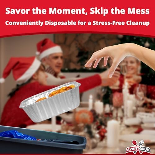 Avant Grub Baking Pan Chef-Grade Quality Extra Thick BPA-Free 6 x 3.75in Tin Loaf Pans w/Lids 25 Pk. Best Disposable Bakeable 1Lb Aluminum Foil Pan for Baking Bread, Small Meatloaf, Lemon Bundt Cake. - Image 3