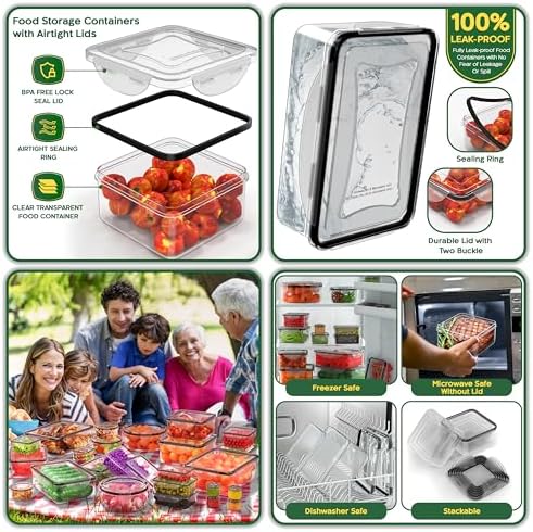 RockBerry 50 Pcs Large Food Storage Containers with Lids Airtight-85 OZ to Sauces Box-Total 526 Oz BPA Free Plastic Stackable Meal Prep For Pantry kitchen Organization, Microwave Safe-Pen Labels - Image 6