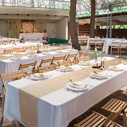 Buryeah 12 Pack Burlap Table Runners,12 x 108 Inch Natural Jute Rustic Runners Vintage Farmhouse Country Table Decor for Wedding Engagement Birthday Party Home Dining Kitchen Decorations - Image 4