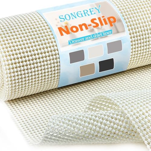 Songrey Non-Slip Shelf Cabinet and Drawer Liner, 12IN x 20FT, Cream by Unknown
