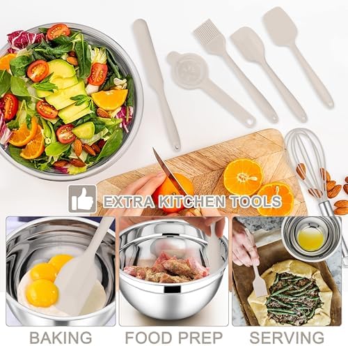 E-far Stainless Steel Mixing Bowls, 21PCS Mixing Bowls with Airtight Lids - Image 2