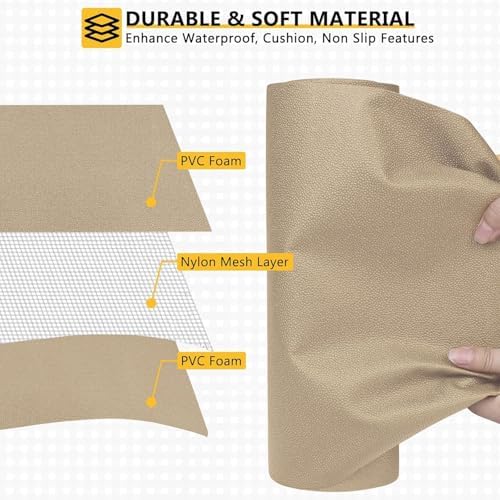WochiTV Shelf Liner for Cabinets, Drawer Non Adhesive Non Slip Foam Mat for Kitchen, Pantry, Bathroom, Cupboard, Garage, Closet, Shelves, Drawer, Tool Box, Tan 11.8 x 118 inches - Image 4