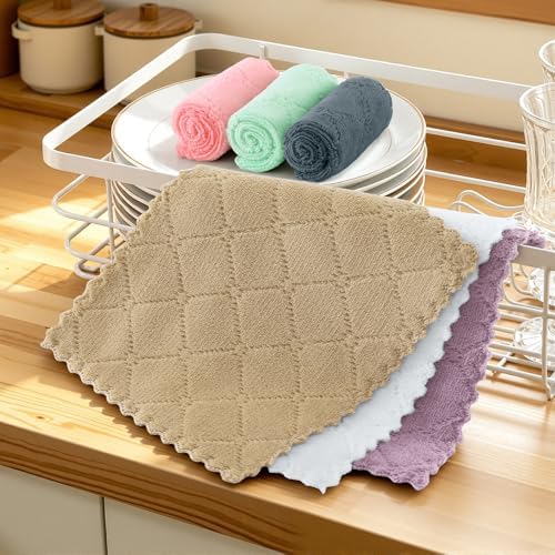 Homaxy Super Soft 12 Pack Coral Velvet Dish Cloths, 7" x 9", Mixed - Image 3