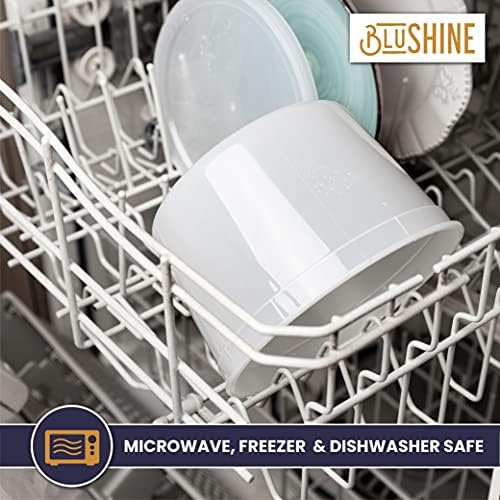 BluShine Deli Containers with Lids, Plastic Food Storage Containers | 64 oz, 12 sets Plastic Deli Food Storage Containers with Airtight Leak Proof Lids, Reusable, Microwave and Freezer Safe - Image 2