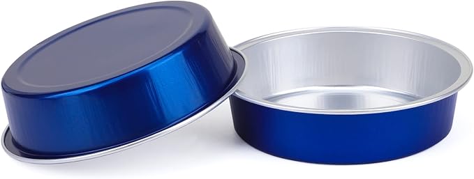Beasea Mini Tart Pan 20 Pack with Lids, 4 Inch 8oz Jewelry Blue Disposable Aluminum Baking Foil Tins Small Round Container for Individual Dessert Cupcake Muffin Cheesecake Ramekins Quiche Oven Dishes - Image 6