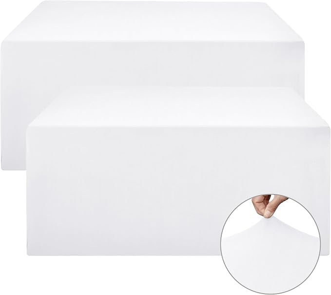 Rectangle Spandex Fitted Tablecloths For Vendor 2 Pcs 96X30 Inch White by Nasitoshomedecor