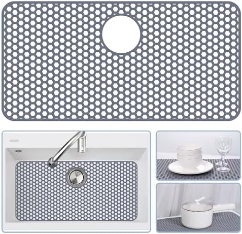 Bestjing Silicone Sink Protectors for Kitchen Sink, 28.3"x 15.7" Rear Drain by Bestjing