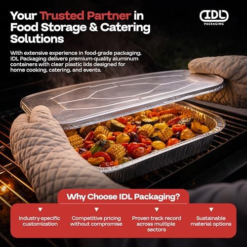 IDL Packaging Aluminum Foil Lids for Full Size Aluminum Steam Table Pans - 21" x 13" (pack of 25) - Disposable Cover for Aluminum Grill Pans - Oven & Freezer Safe - Durable Top for Aluminum Foil Pan - Image 7