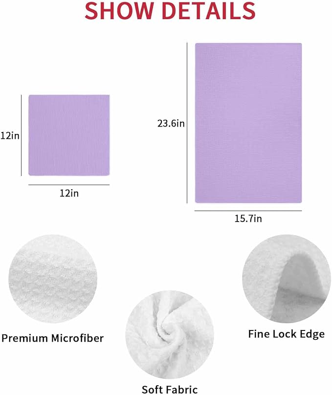 Purple Dish Towels Set, Waffle Weave Kitchen Towels Microfiber Towels Cleaning, Modern Solid Pure Colored Country Frenc Romantic Art Soft Absorbent Dish Drying Towels Hand Towels 3 Pack 15.7x23.6 Inch - Image 7