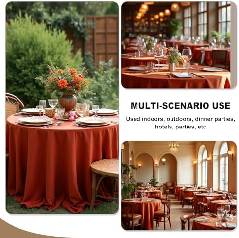 Fitable 6 Pack Rust Tablecloths 90 Inch Round for 36"-72" Tables - Image 5
