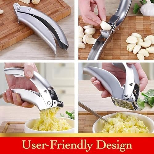 Premium Heavy Duty Garlic Press - 100% 304 Stainless Steel Professional Garlic Mincer & Crusher - Easy Clean Dishwasher Safe Kitchen Tool, Includes Custom Cleaning Brush - Image 4