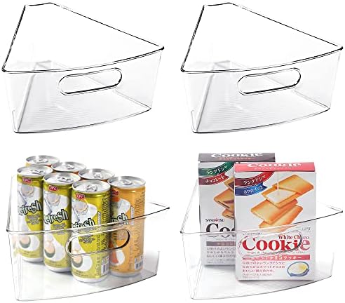Leeden Lazy Susan Organizer for 26" Diameter Corner Lazy Susan, Plastic Kitchen Cabinet Storage Bins with Handle, 4 Packs, 1/8 Wedge - Food Safe, BPA Free by LEEDEN