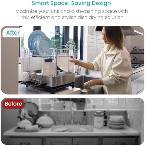 Home Zone Living Dish Drying Rack for Kitchen Counter with 2-Tiers - Image 6
